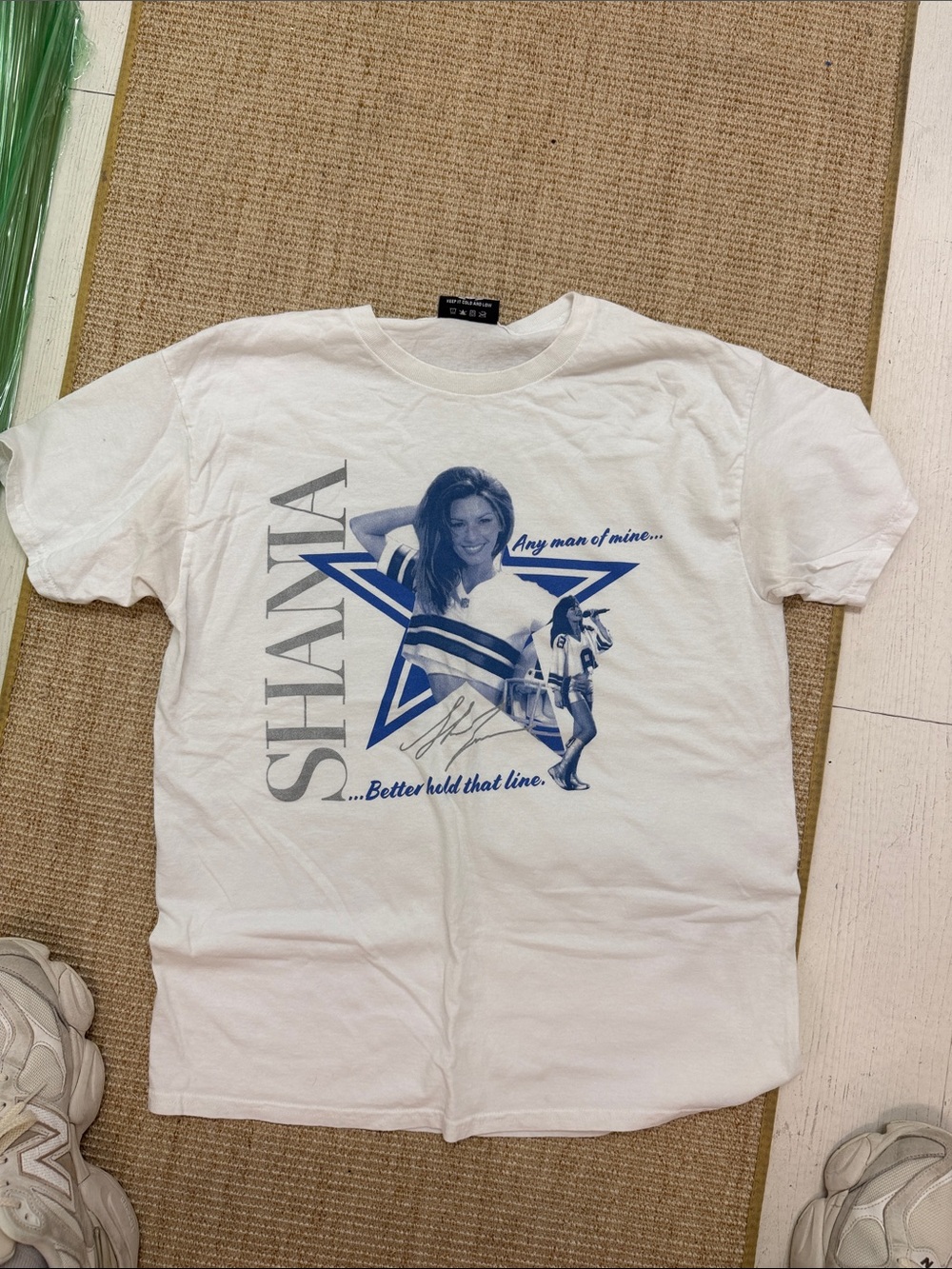 Shania Twain Graphic Tee - White with Blue Print